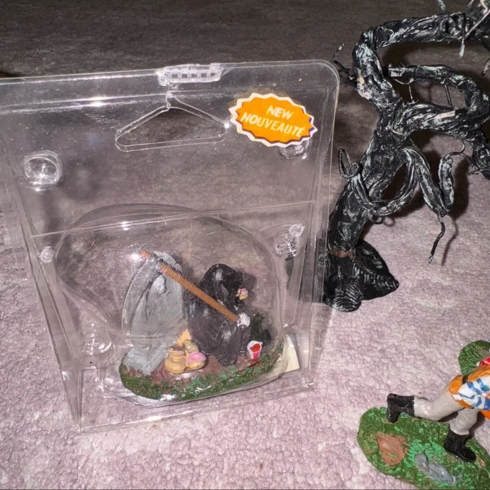 Lemax Retired Rare Trick or Treaters Grim Reaper Trees Set Lot Spooky Town